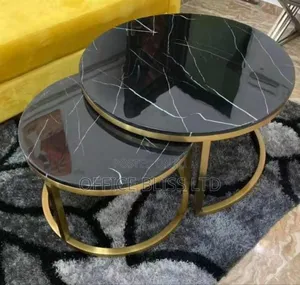 1 + 1 Modern Living Room Marble Center Table - Black Top