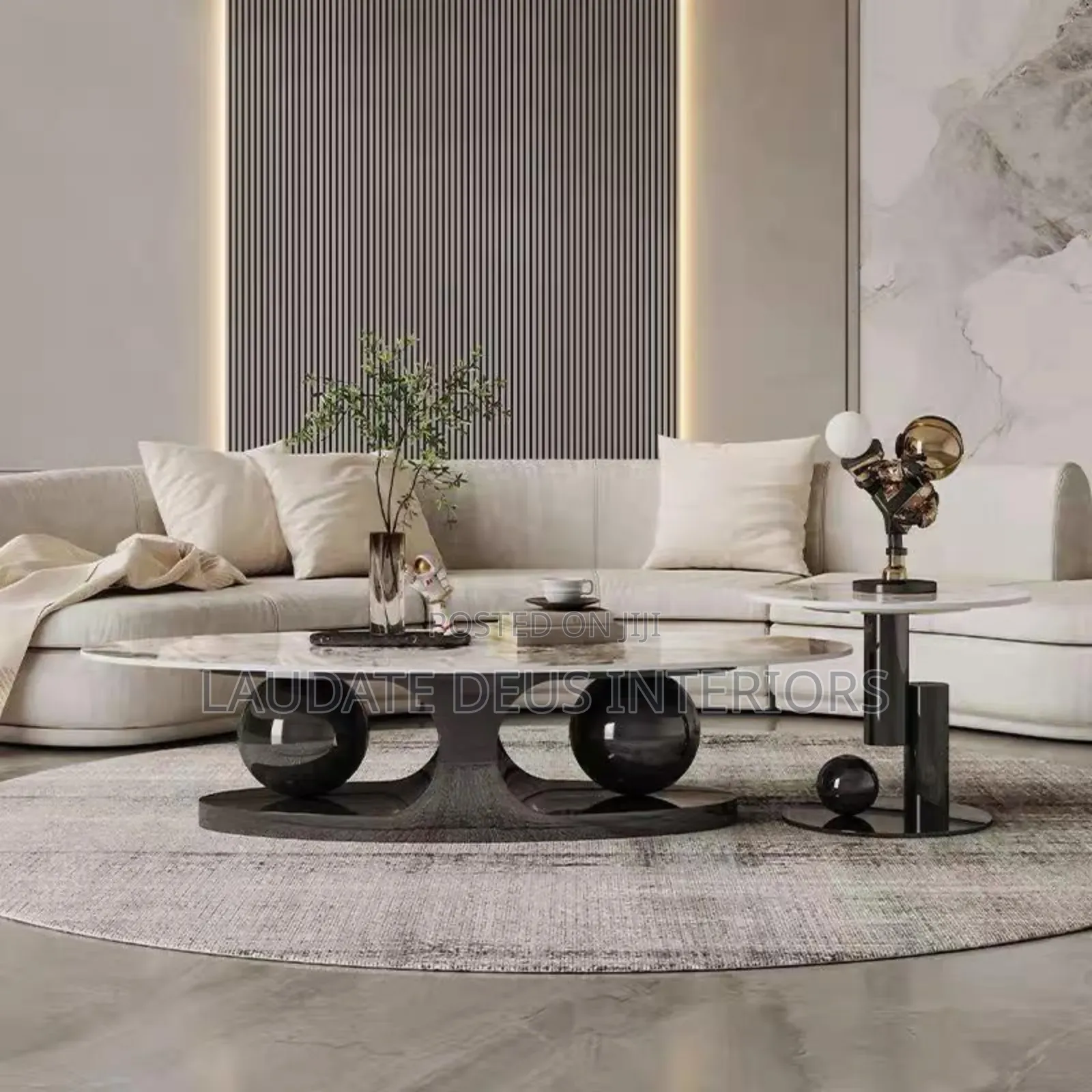Contemporary 2in1 Marble Top Center Table