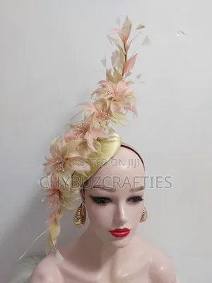 Goldpeachy Feather Facinator