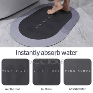 Absorbent Bath Mat Rubber Bathroom Rug Non-slip Entrance
