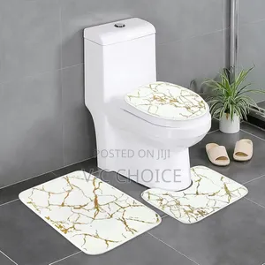 Alishomtll 3 Piece Marble Bathroom Rug Set With Non-slip Rug