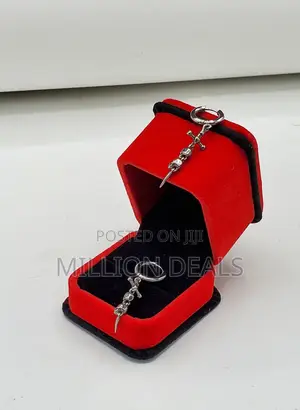 Ski Stylish Silver Pattern Men's Hoop Earrings