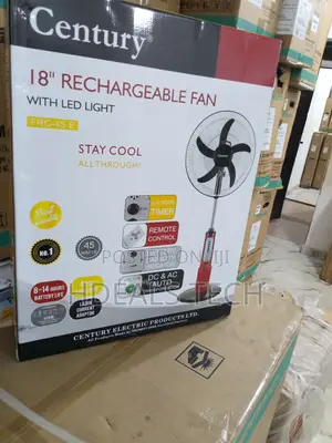 Century Rechargeable Fan With Led - 18" Floor Model