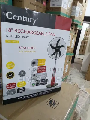 18-Inch Rechargeable Fan - Century Brand With Led Light