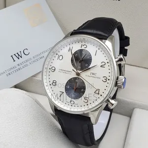 Iwc Inspired Chronograph Watch - Leather Strap"