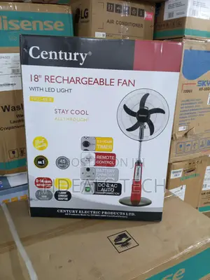 All-in-One Cooling - Century 18" Rechargeable Fan With Light