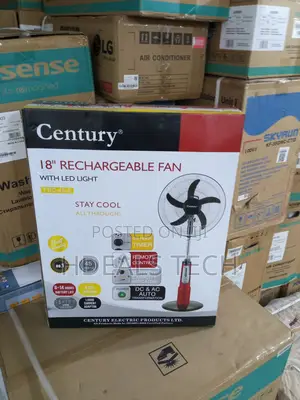 Outdoor-Ready Century 18" Fan With Rechargeable Battery+Led