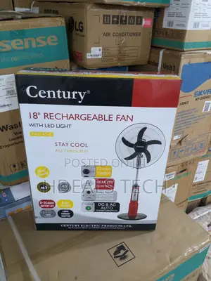 Century Rechageable Fan 18" - Silent Bright With Led