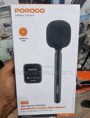 Porodo Handheld Lavalier Microphone Two-Device Connect