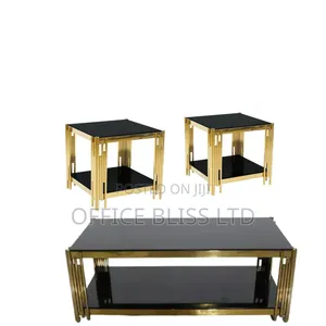 Luxury Tampered Glass Center Table 2side Stools