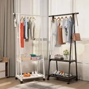 Triangle Cloth Coat Rack With 2 Layer Shoe Rack