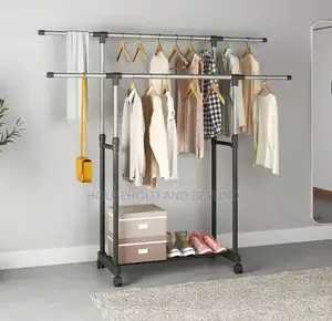 Extendable Double Pole Cloth Rack With Shoe Rack Big Size
