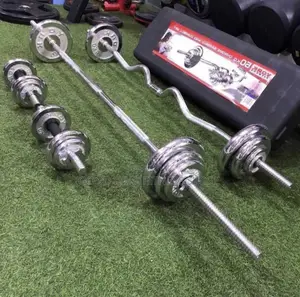 55kg Chrome Barbell an Zizaq Bar With Dumbell Set