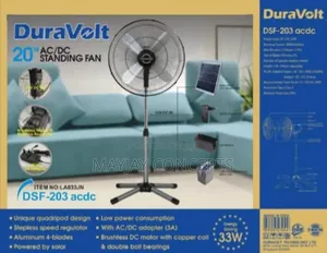 20" Duravolt Ac/Dc Solar And Electricity Standing Fan