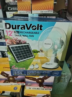 Duravolt 12" 3in1 Rechargeable Wall/Table Fan