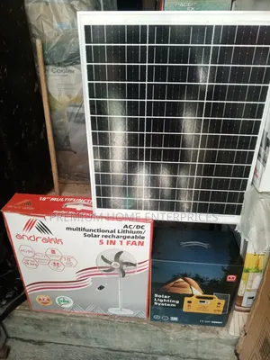 Combo Solar Generator+Panel 50 Watts+Rechargeable Fan 18 Inc