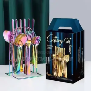 Rainbow Coloured Plated Stainless Steel Complete Cutlery:24