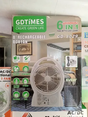 8" Gdtimes Solar Rechargeable Table Fan Radio/Bluetooth