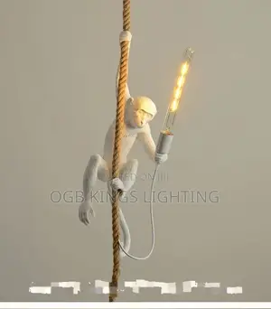 Nordic Led Art Monkey Pendant Light Resin Simian Pendantlamp