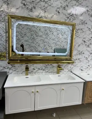 Luxury Double Sink Vanity With Led Mirror Gold
