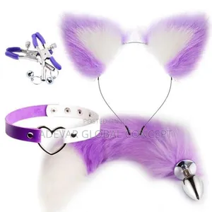 Sexy Fox Tail Anal Plug Cute Ears Headbands Set Nipple BDSM Kits
