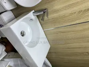Modern Ceramic Wall-Mounted Bathroom Sink With Chrome Faucet