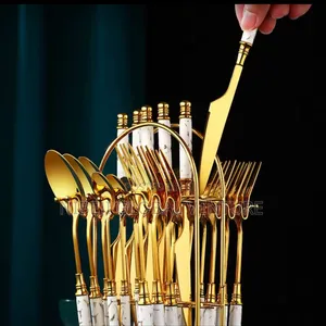 24pics Ceramic Handle Tableware Set