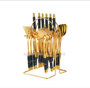 24pics Ceramic Handle Tableware Set