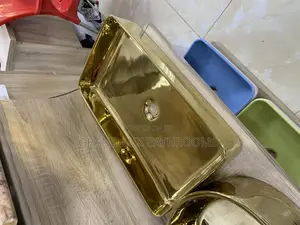 Luxury Rectangular Gold Countertop Wash Basin