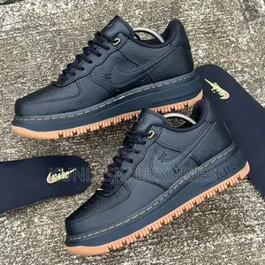 Original Nike Air-Force 1 Luxe Gum Sole Black Sneakers