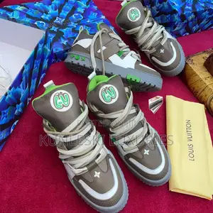 Original New Louis Vuitton Skateboard Brown Green Sneakers