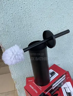 Modern Blk Toilet Brush With Holder Durable Stylish Design