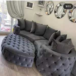 U-Shaped Chesterfield Sofa With Center Ottoman