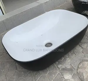 Modern Dual-Tone Rectangular Vessel Basin Black White