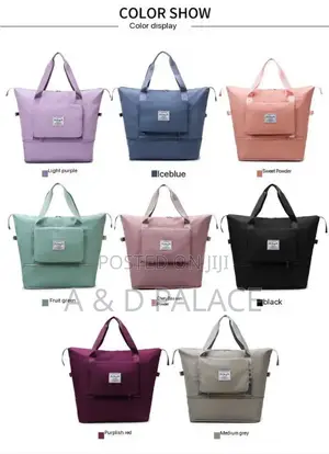 Foldable Light Weight Travel Bag Color:Black Wine Blue