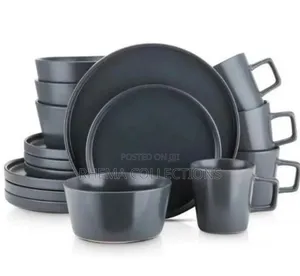 16pcs Solid Stoneware Dinner Plate Set