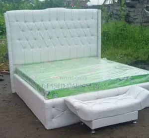 Available Clean White Upholstery Padded Bed Frame