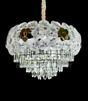 All Round Crystal Chandelier Light Floral Design