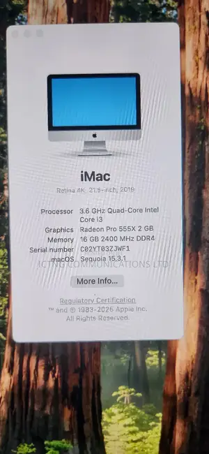 Desktop Computer Apple iMac 16GB Intel Core I5 SSD 256GB