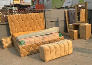 6 by 6 HDF Cream Design Upholstery Bedframe.
