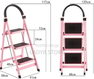 Portable 3 Steps Pink Ladder