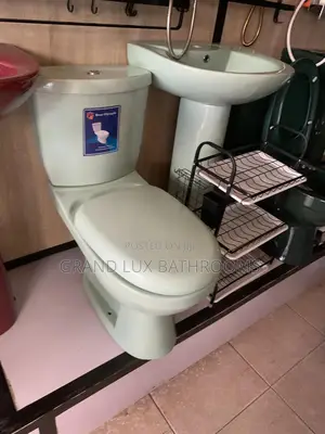 Mint Green Ceramic Toilet Pedestal Basin Set – Classic
