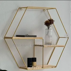 Nordic Gold Hexagon Luxury Big Size Wall Decor Storage Rack