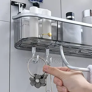 Wall-mounted Bathroom Shelf With A Towel Rack With Hook