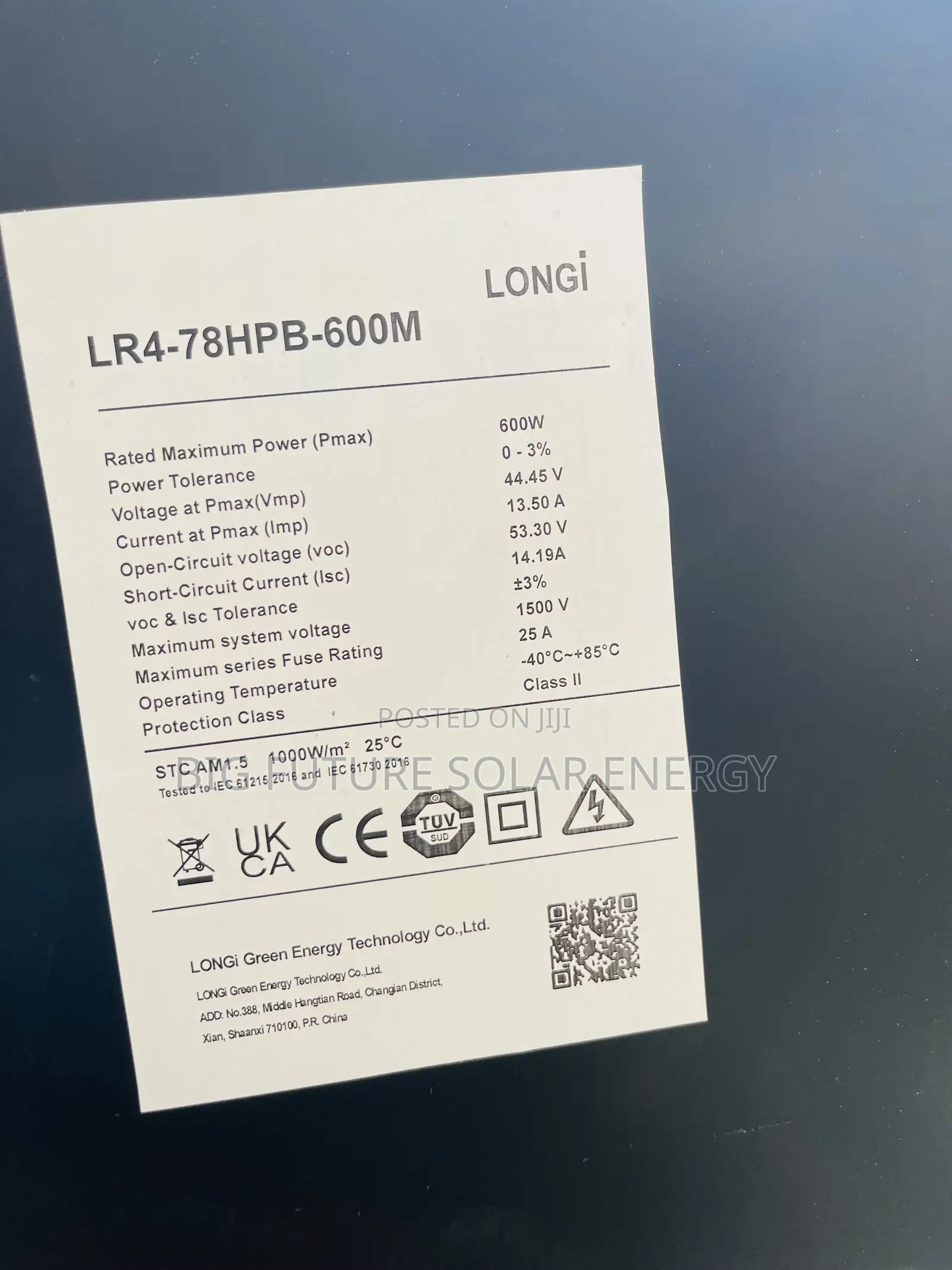 600watts Longi Solar Panel 120c
