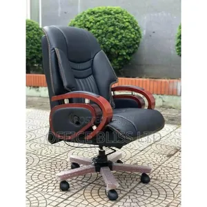 Executive Reclining Wooden Handle Swivel Office Chair
