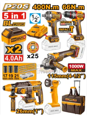 5 PCS 20v Cordless Industrial Combo Kit– Uckli2059 Brushless