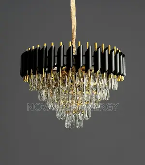 Black and Gold Crystal Chandelier Light