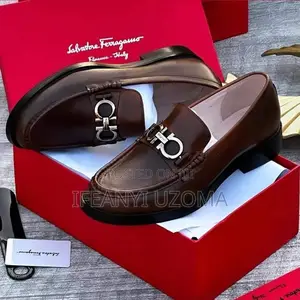 Ferragamo Brown and Black Leather Corporate Shoe