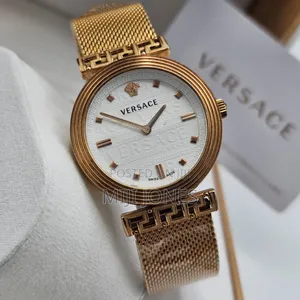 "Luxury Replica Versace Rose Gold White Dial Watch"
